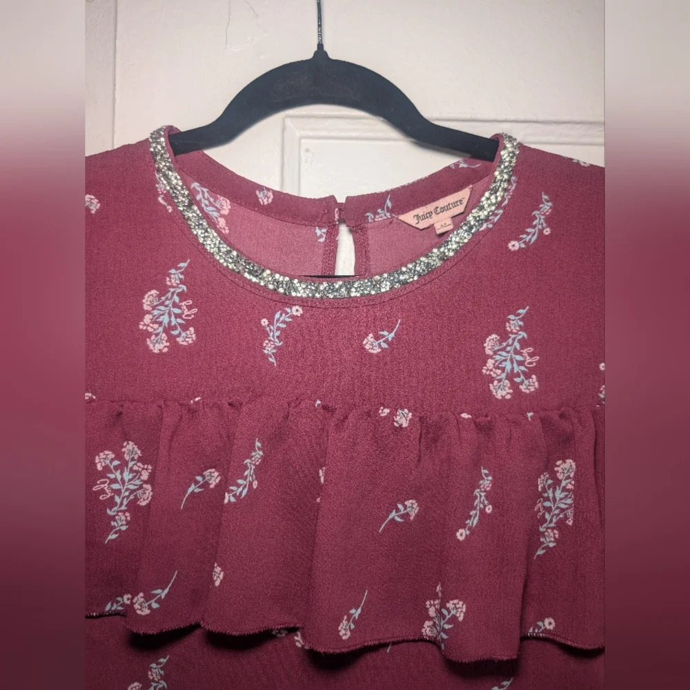 Juicy Couture Red Ruffled Short Sleeve Blouse - Picture 3 of 4